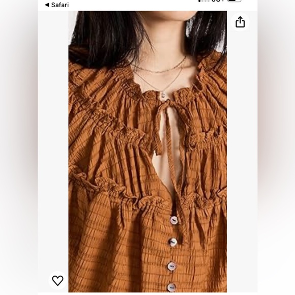 FREE PEOPLE HAILEY CROPPED LONG SLEEVE BLOUSE GLAZED GINGER MEDIUM - Picture 5 of 11